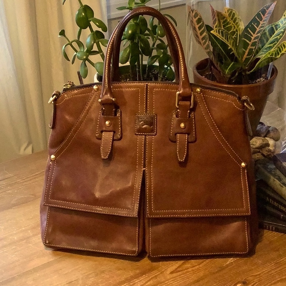 Dooney Florentine Clayton Satchel Bag - Chestnut Brown